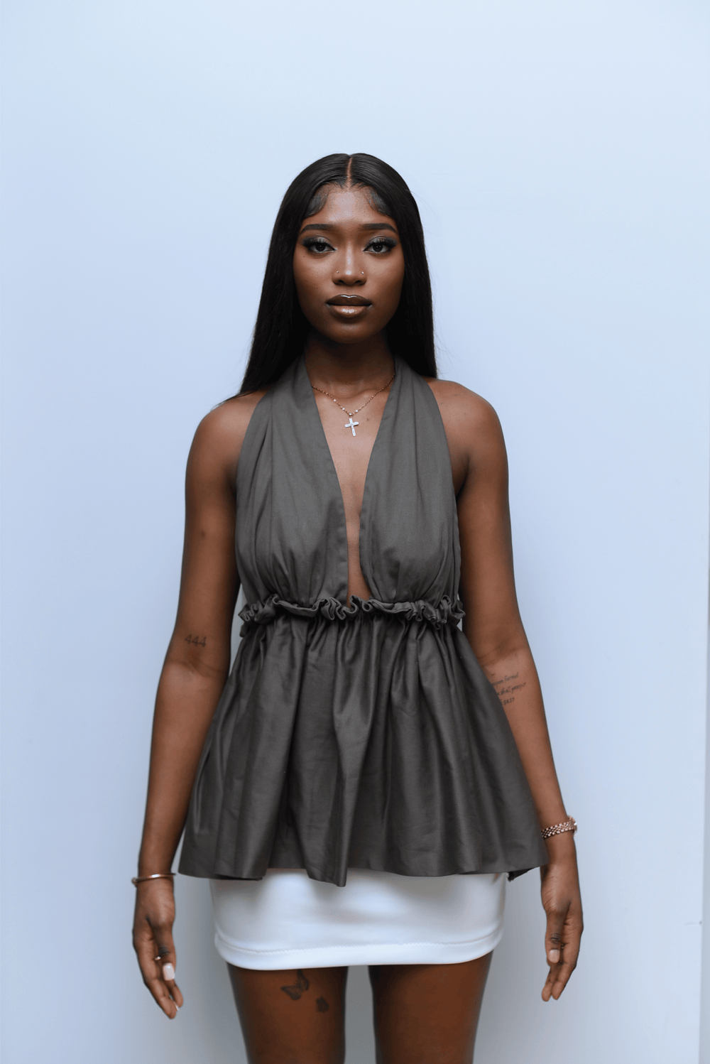 Dùnní Ruffled Top - Brown