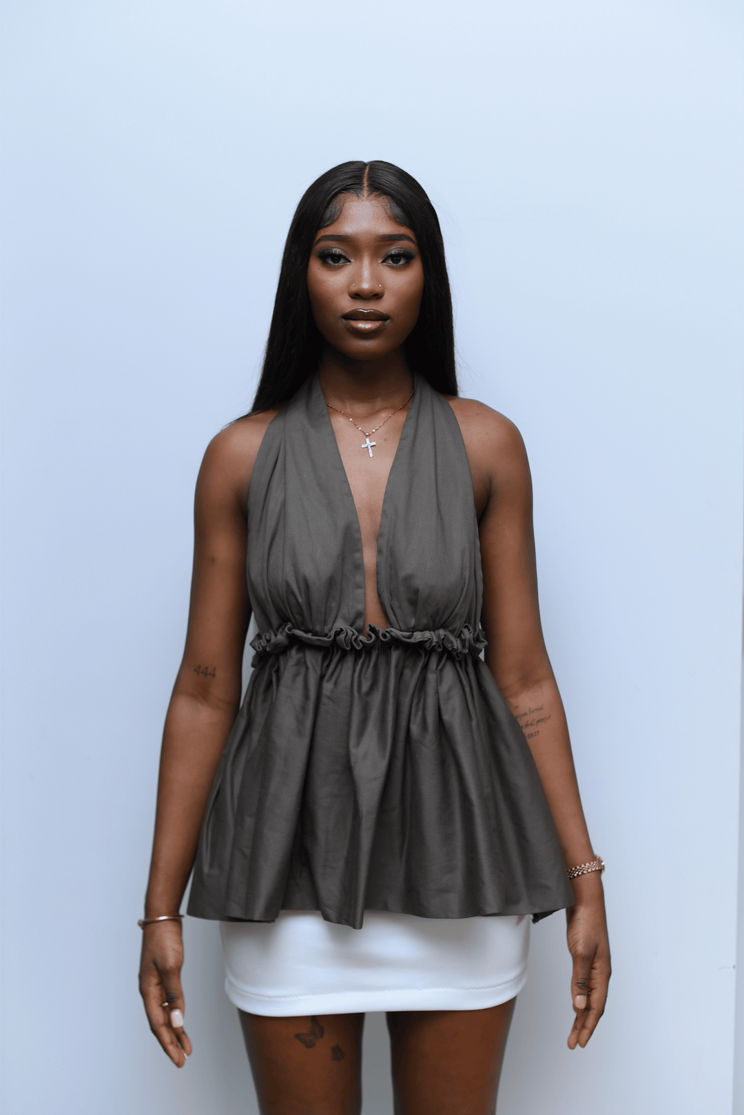 Dùnní Ruffled Top - Brown
